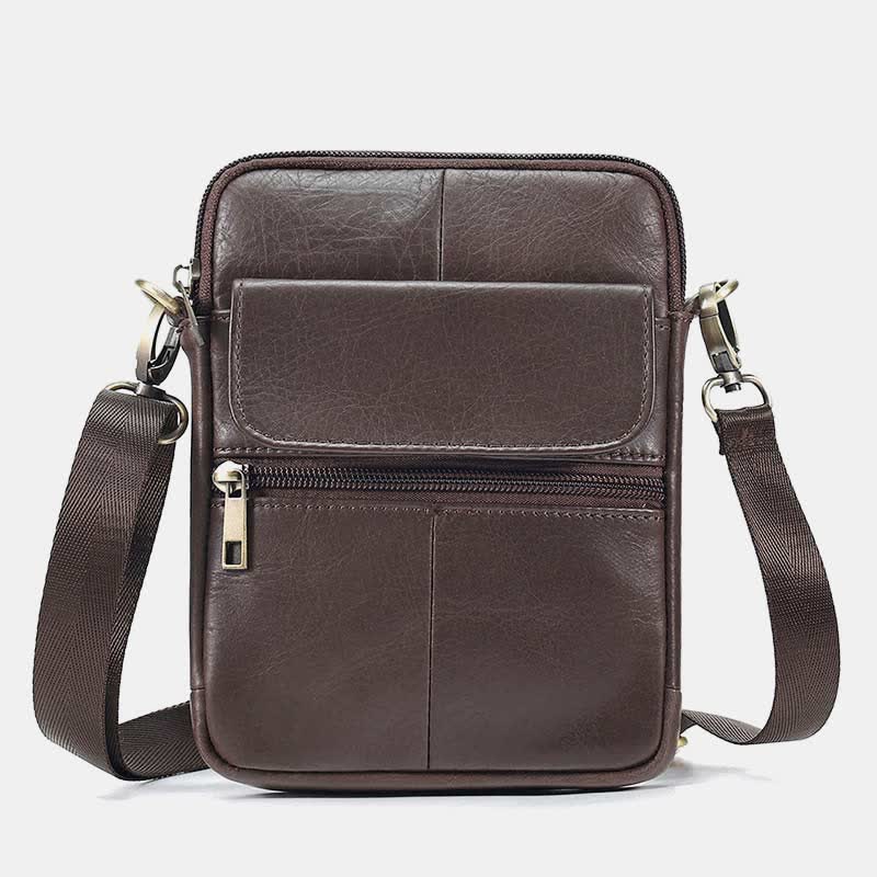 Men’s Small Genuine Leather Shoulder Bag Compact Crossbody