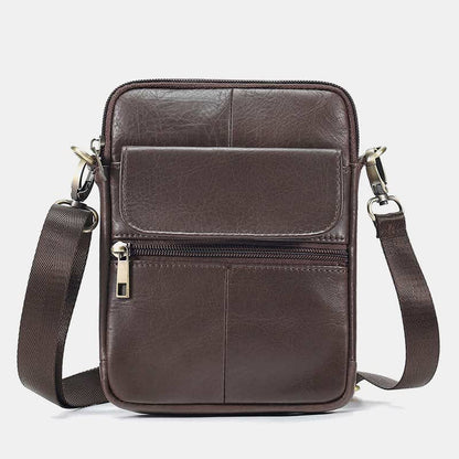 Men’s Small Genuine Leather Shoulder Bag Compact Crossbody
