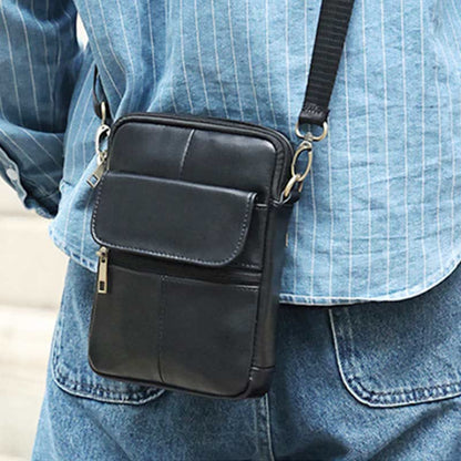Men’s Small Genuine Leather Shoulder Bag Compact Crossbody
