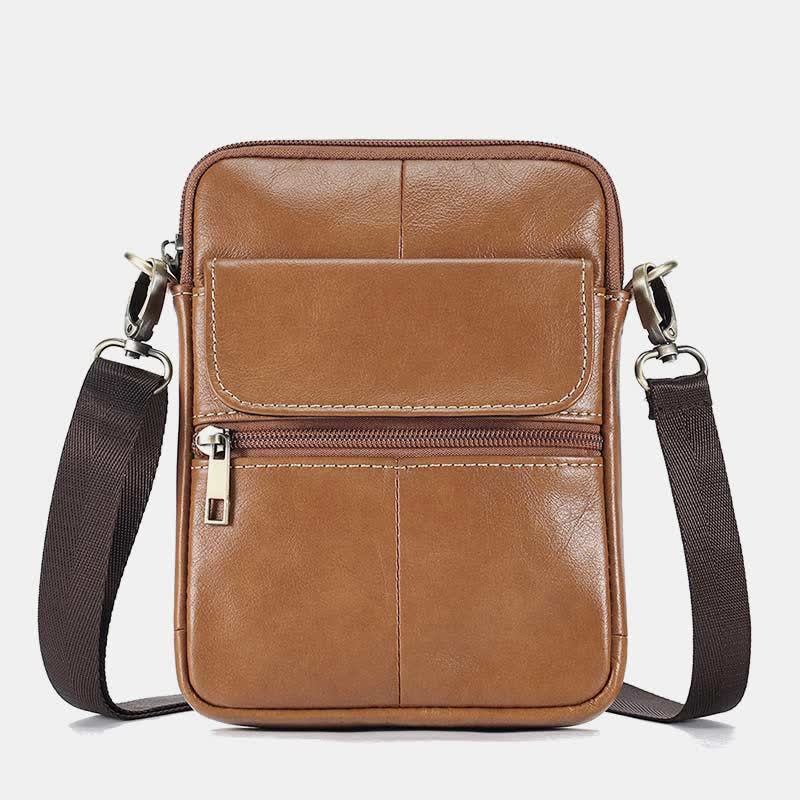 Men’s Small Genuine Leather Shoulder Bag Compact Crossbody