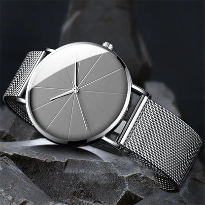Men's Stainless Steel Watch with Bold Dial Details