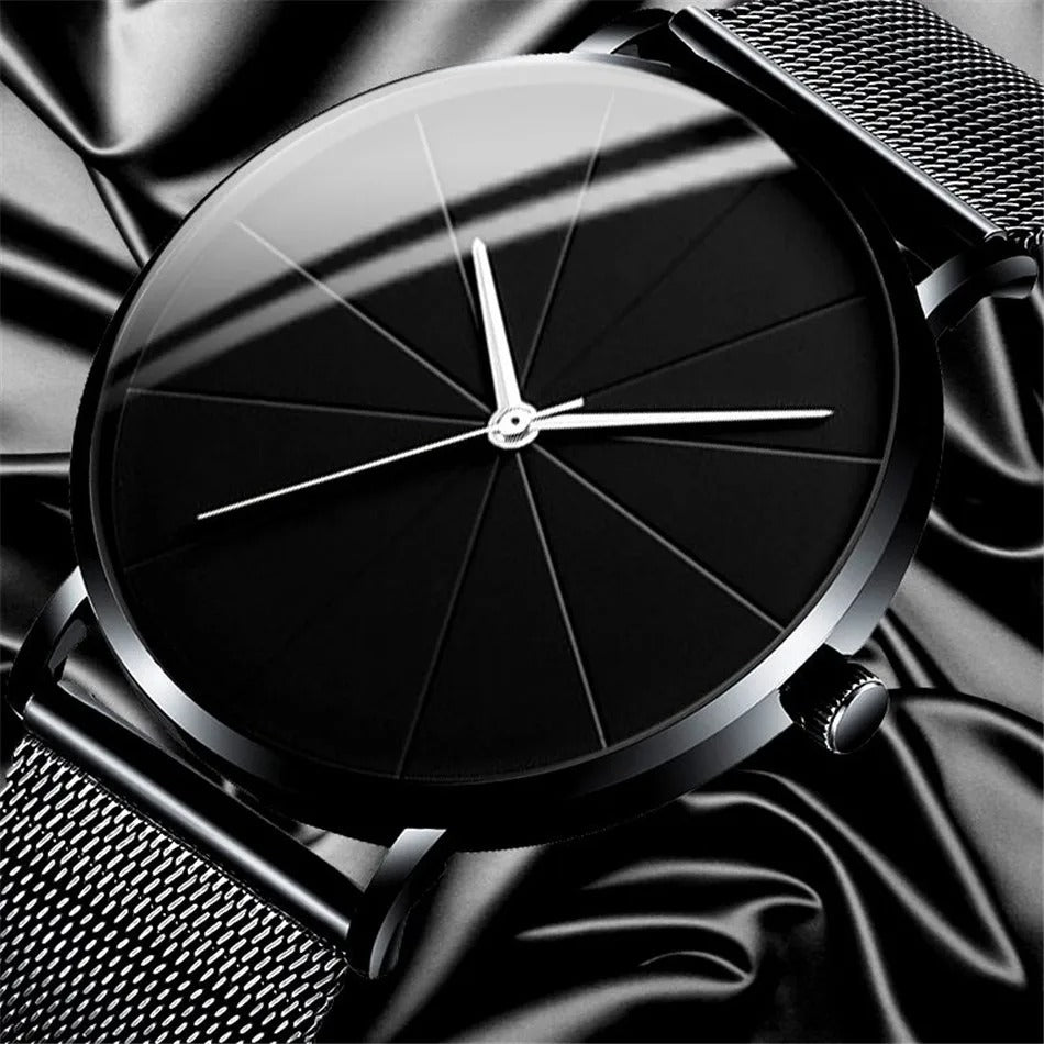 Men's Stainless Steel Watch with Bold Dial Details
