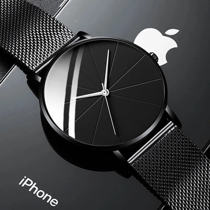 Men's Stainless Steel Watch with Bold Dial Details