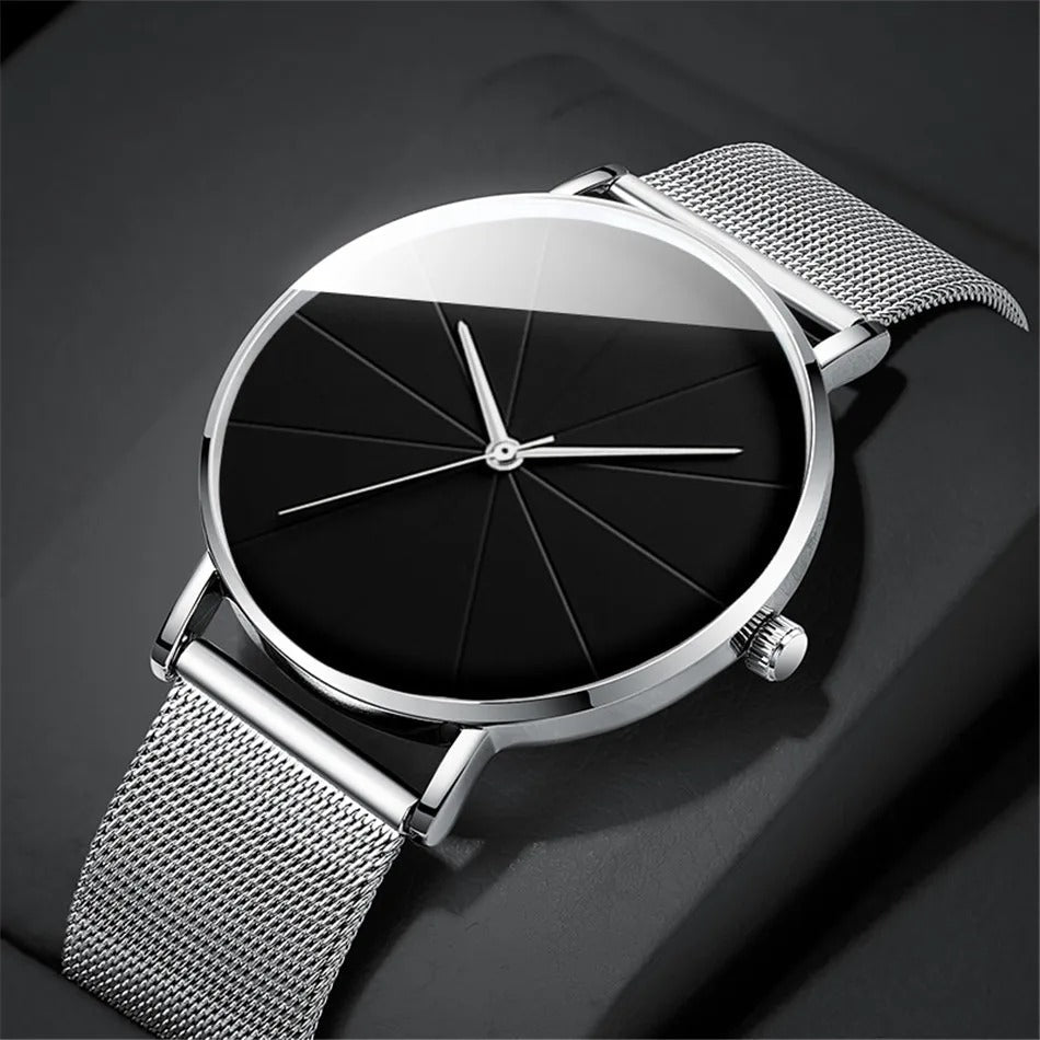 Men's Stainless Steel Watch with Bold Dial Details