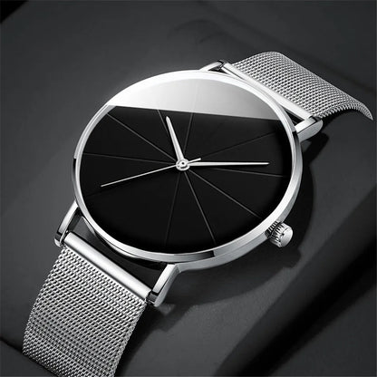 Men's Stainless Steel Watch with Bold Dial Details