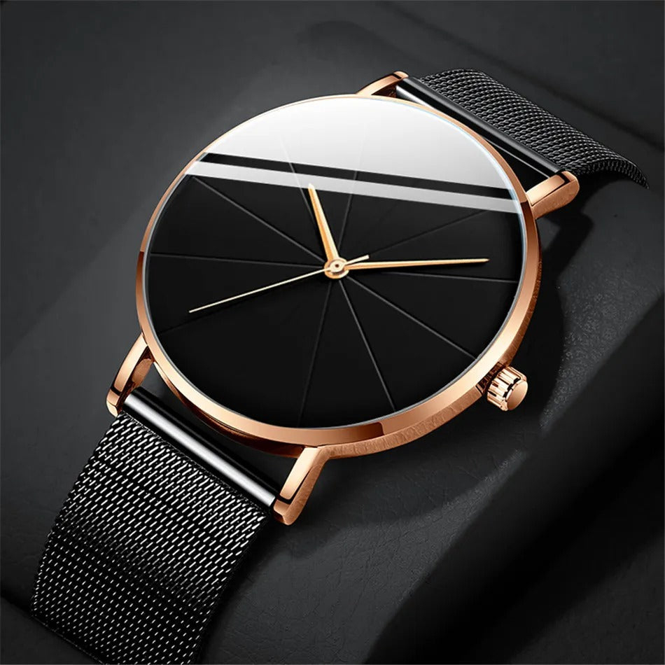 Men's Stainless Steel Watch with Bold Dial Details
