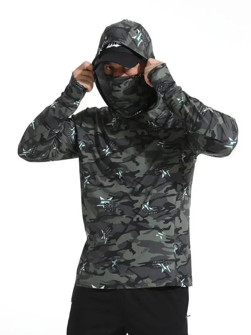 Men's UV Protection Quick-Dry Hoodie with Face Mask