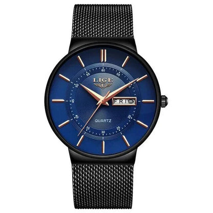 Men’s Ultra Thin Stainless Steel Quartz Watch with Date Display