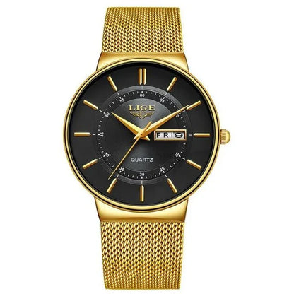 Men’s Ultra Thin Stainless Steel Quartz Watch with Date Display