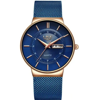 Men’s Ultra Thin Stainless Steel Quartz Watch with Date Display