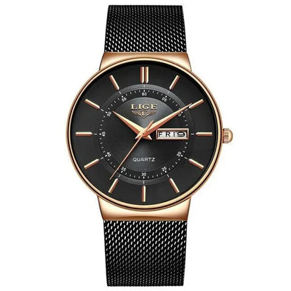 Men’s Ultra Thin Stainless Steel Quartz Watch with Date Display