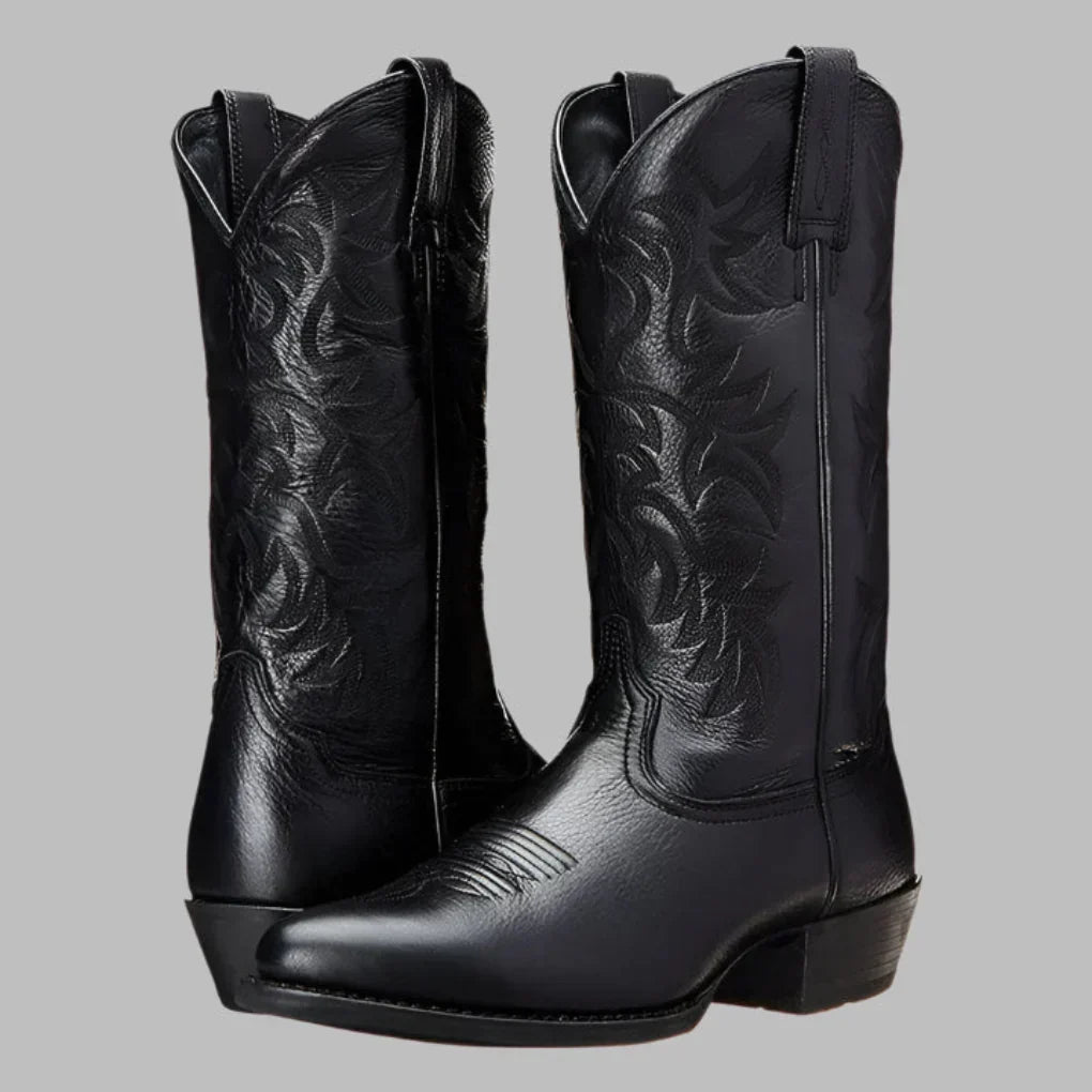 Men's Western Style Ankle Boots with Decorative Stitching