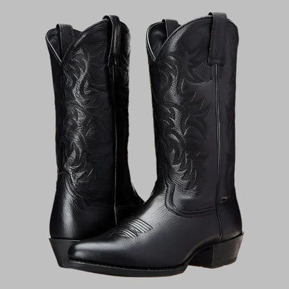 Men's Western Style Ankle Boots with Decorative Stitching