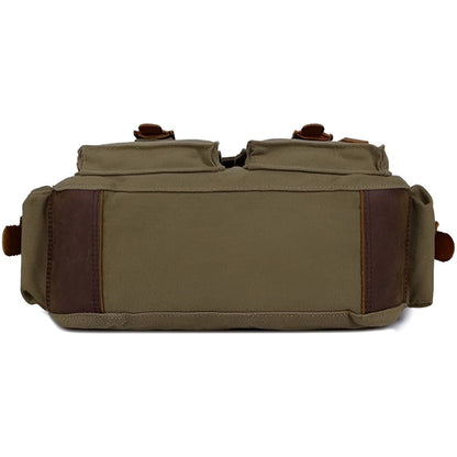 Michael Vintage Canvas Messenger Bag for Men with Leather Accents