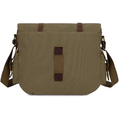 Michael Vintage Canvas Messenger Bag for Men with Leather Accents