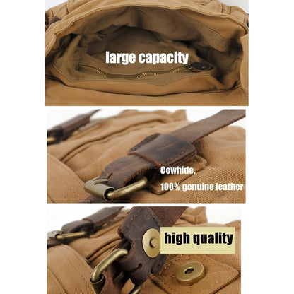 Michael Vintage Canvas Messenger Bag for Men with Leather Accents
