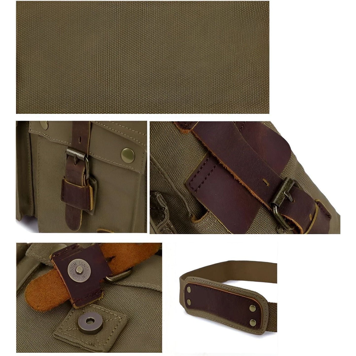 Michael Vintage Canvas Messenger Bag for Men with Leather Accents