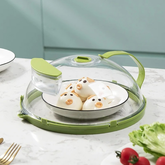 Microwave Steam Cover with Heat-Resistant Handle and Ventilation Holes