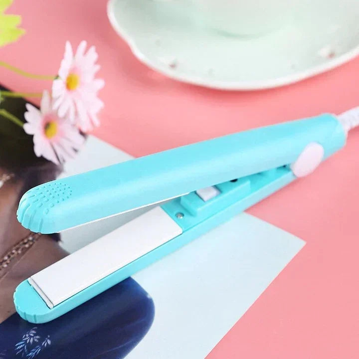 Mini Ceramic Hair Straightener and Curling Iron 2-in-1