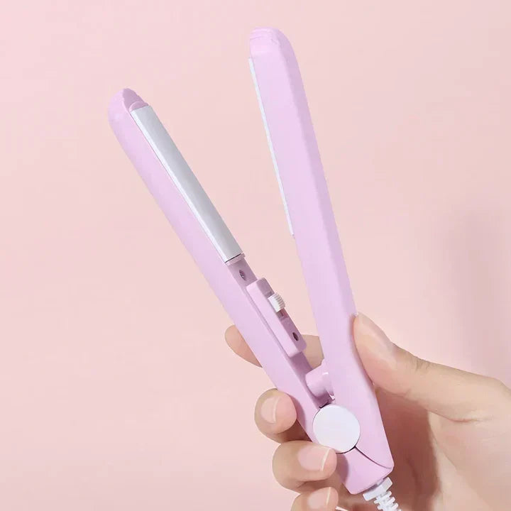 Mini Ceramic Hair Straightener and Curling Iron 2-in-1