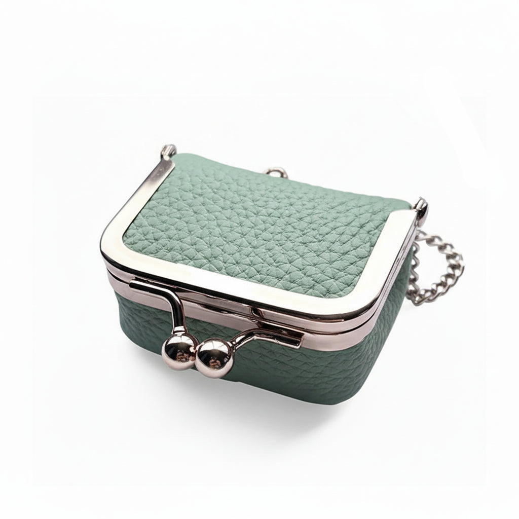 Mini portagioie in vera pelle con chiusura dorata, organizer da viaggio