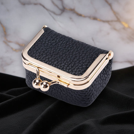 Mini portagioie in vera pelle con chiusura dorata, organizer da viaggio