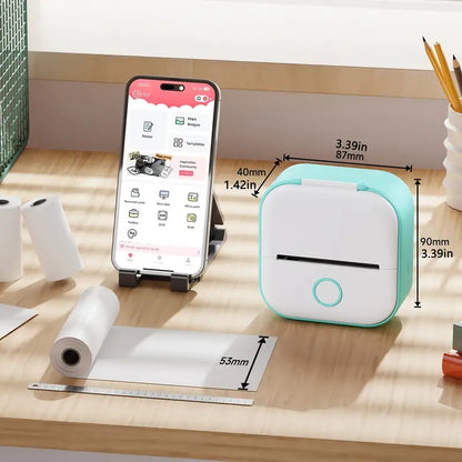 Mini Wireless Pocket Printer with Bluetooth for Photos Labels and Notes