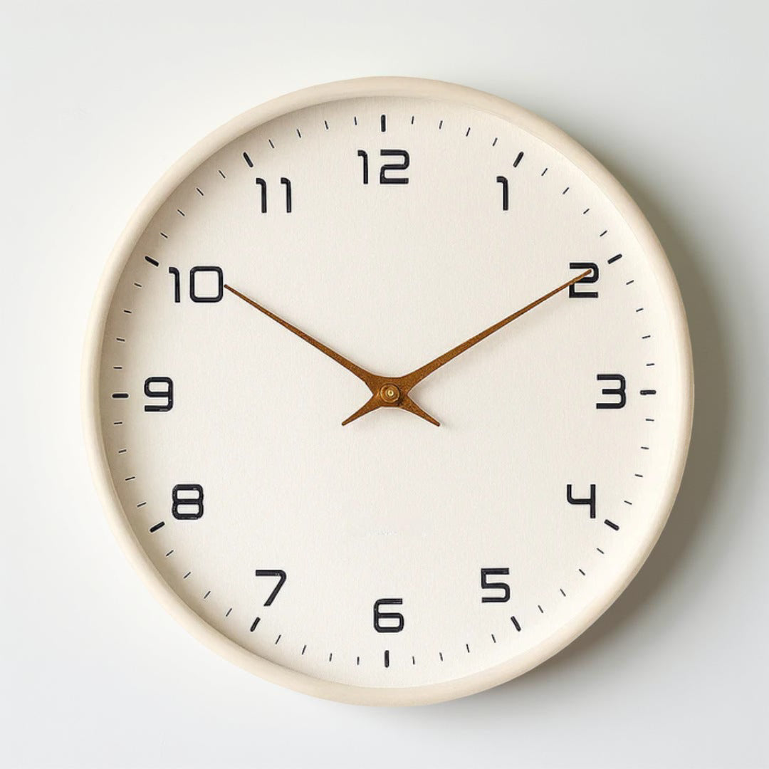 Minimalistische houten wandklok met stil quartzuurwerk, moderne woondecoratie