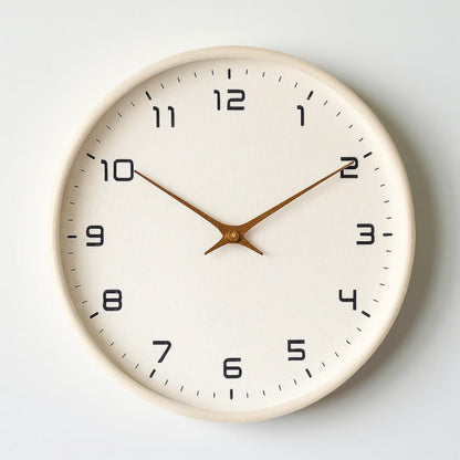 Minimalistische houten wandklok met stil quartzuurwerk, moderne woondecoratie