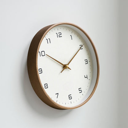 Minimalistische houten wandklok met stil quartzuurwerk, moderne woondecoratie