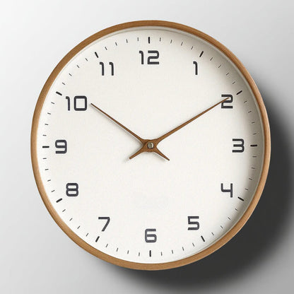 Minimalistische houten wandklok met stil quartzuurwerk, moderne woondecoratie