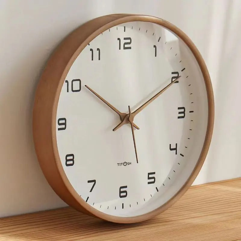 Minimalist Wooden Wall Clock with Silent Quartz Movement