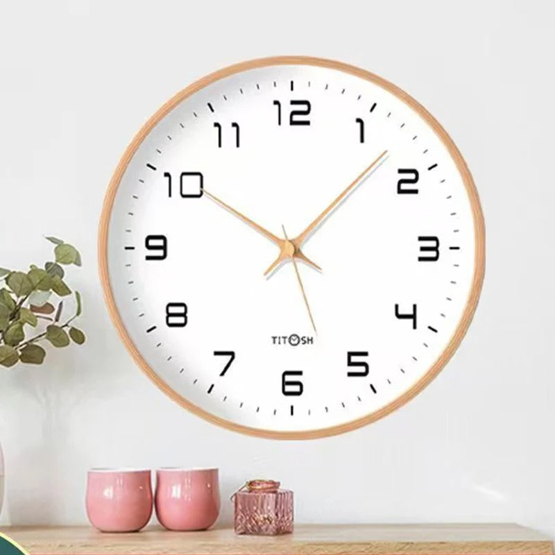 Minimalist Wooden Wall Clock with Silent Quartz Movement