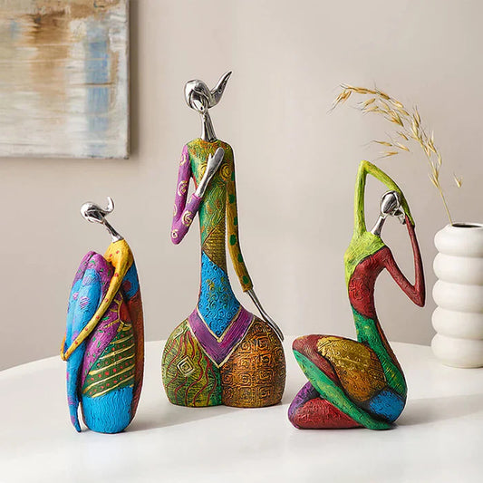 Modern Abstract Woman Sculpture with Colorful Resin Design for Elegant Home Decor