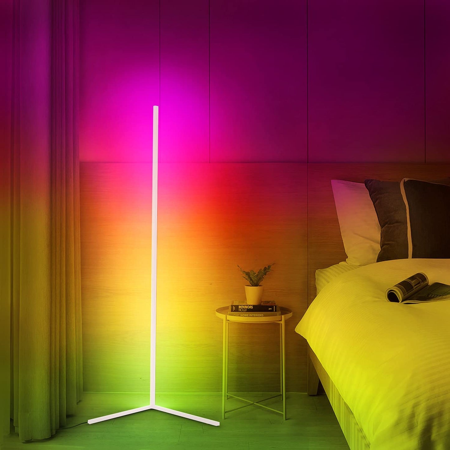 Modern Corner LED Floor Lamp Space Saving Ambient Lighting