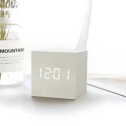 Modern Cube LED Alarm Clock with Temperature Display and Snooze