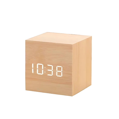 Modern Cube LED Alarm Clock with Temperature Display and Snooze