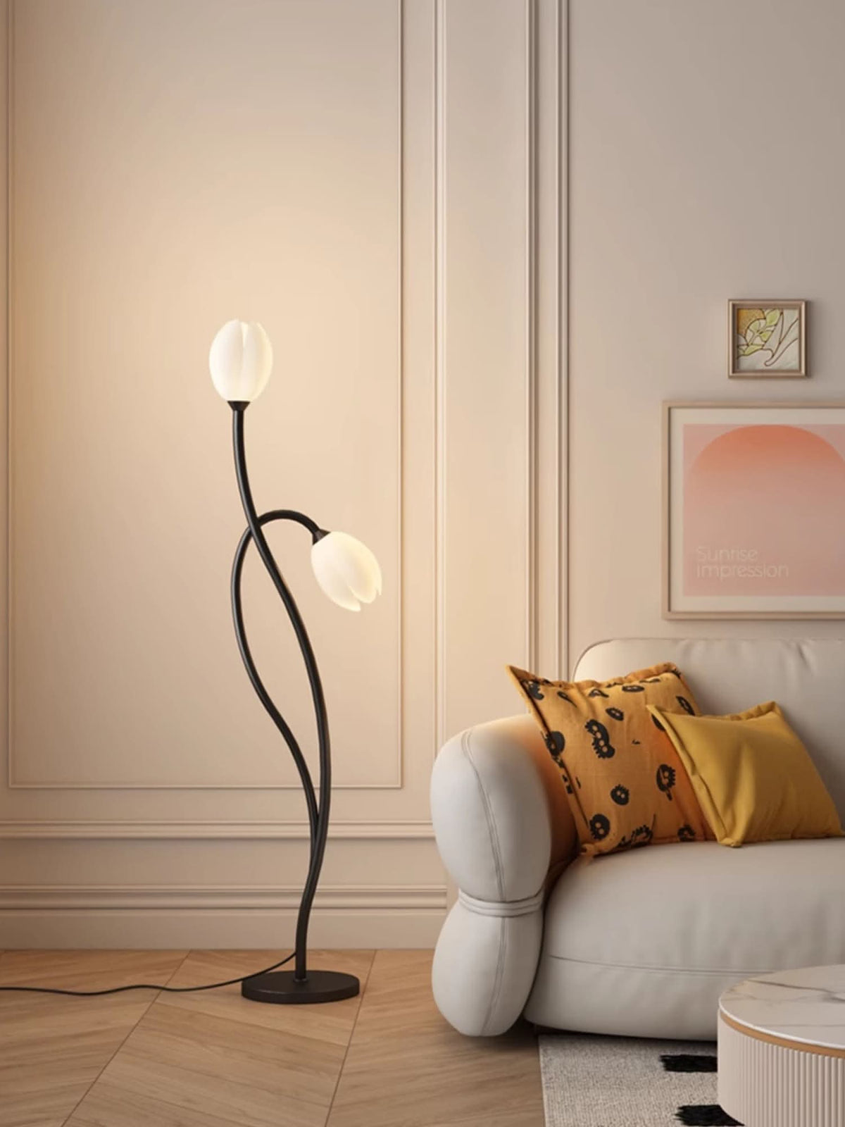 Modern Flower Floor Lamp with G9 Socket, Push Button Switch and Indoor Design