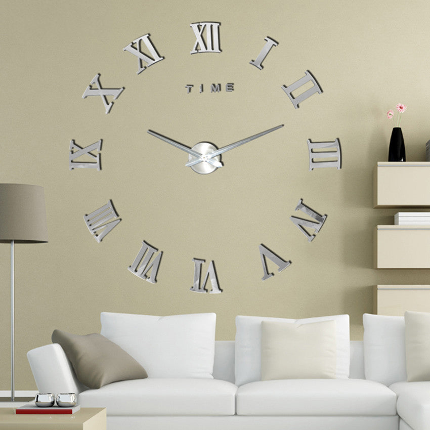 Modern Geometric DIY Wall Clock with 3D Acrylic Mirror Design