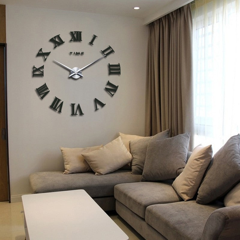 Modern Geometric DIY Wall Clock with 3D Acrylic Mirror Design