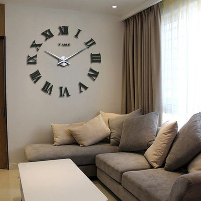 Modern Geometric DIY Wall Clock with 3D Acrylic Mirror Design
