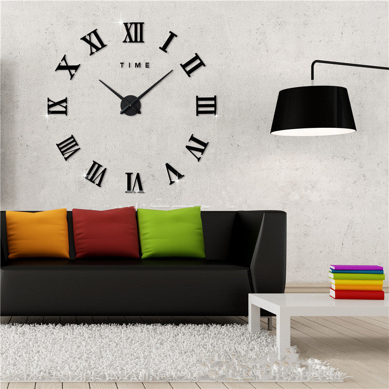Modern Geometric DIY Wall Clock with 3D Acrylic Mirror Design