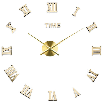 Modern Geometric DIY Wall Clock with 3D Acrylic Mirror Design