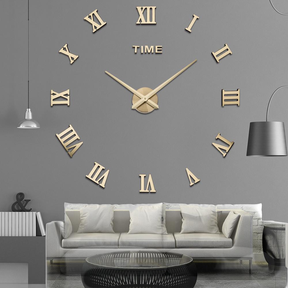 Modern Geometric DIY Wall Clock with 3D Acrylic Mirror Design