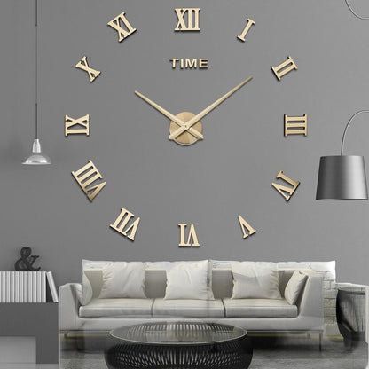 Modern Geometric DIY Wall Clock with 3D Acrylic Mirror Design