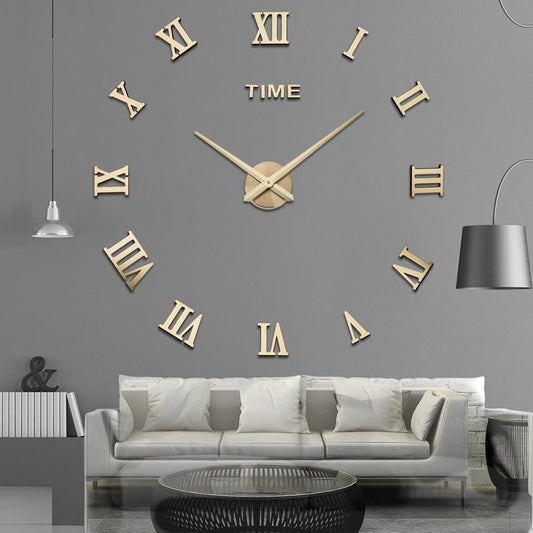 Modern Geometric DIY Wall Clock with 3D Acrylic Mirror Design