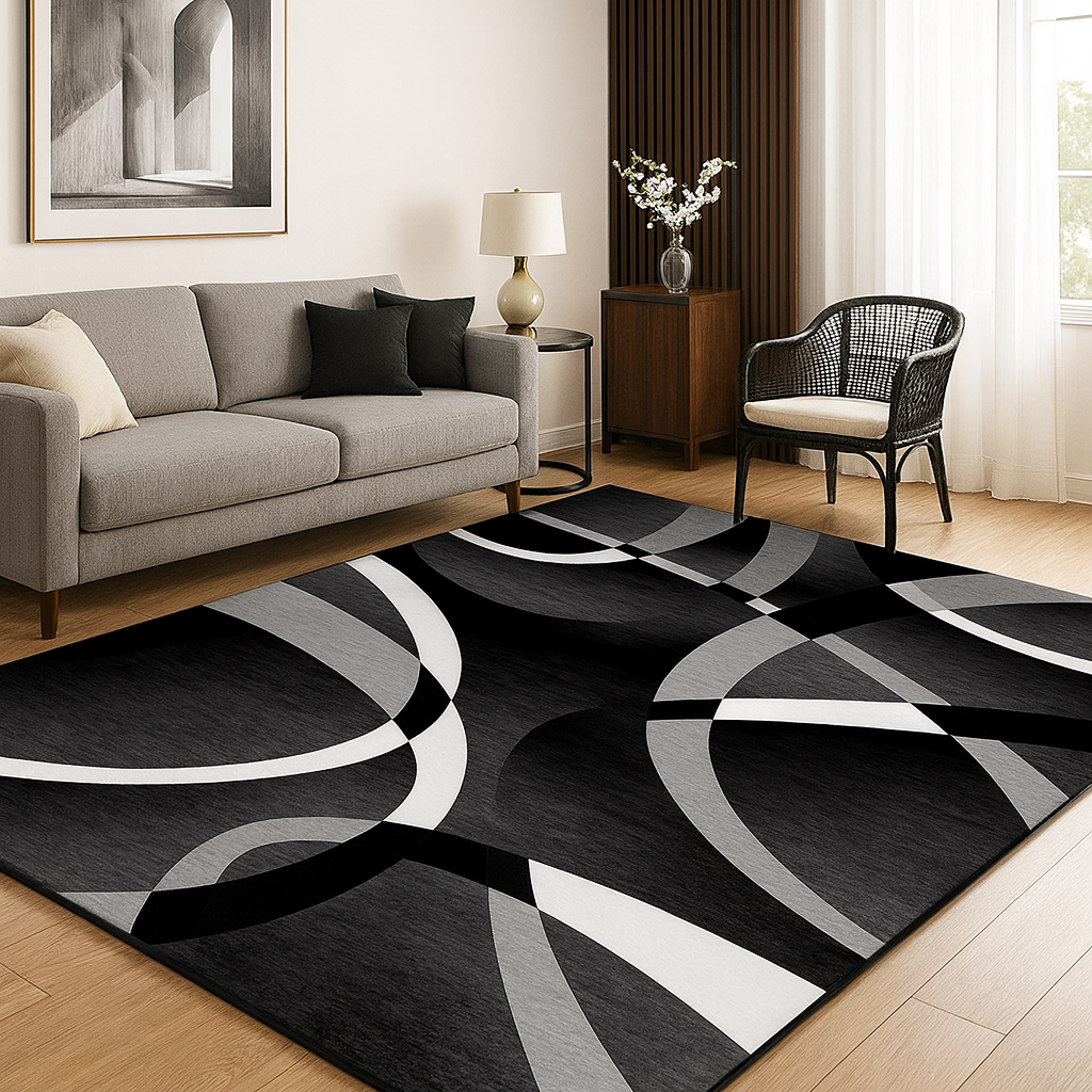 Modern Geometric Non-Slip Polyester Area Rug