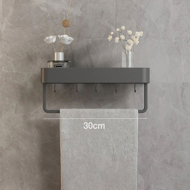 Modern Grey Bathroom Shelf Wall Mounted Storage with Optional Towel Rail