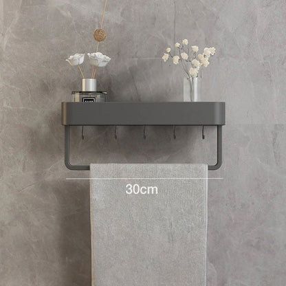Modern Grey Bathroom Shelf Wall Mounted Storage with Optional Towel Rail
