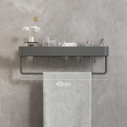 Modern Grey Bathroom Shelf Wall Mounted Storage with Optional Towel Rail